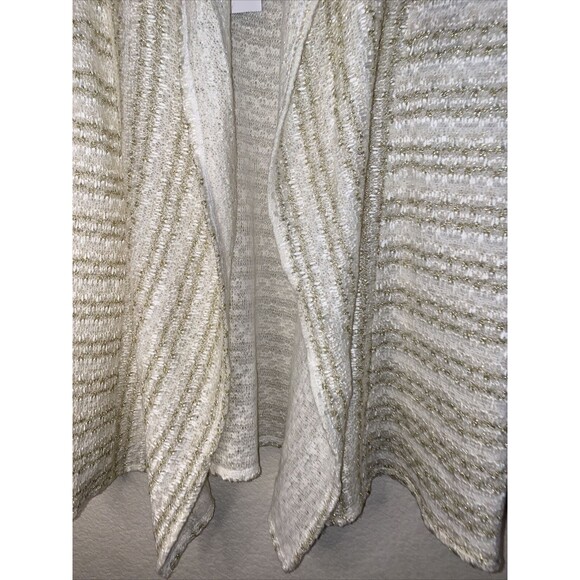 Karen Brooks fairy whimsical Gold Metallic Knit lagen Waterfall Cardigan New - Picture 3 of 8